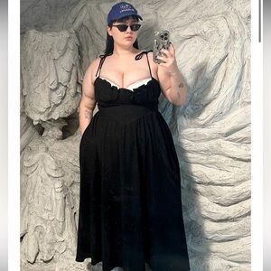 Black Linen French Cup Dress